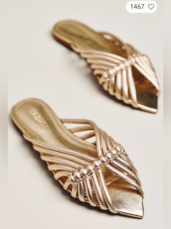 SCHUTZ Shoes - SCHUTZ Rose Gold Braided Pointed-Toe Slide Mules